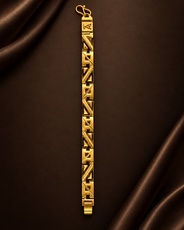 Men's 22K gold bold geometric bracelet, 13.780 g - studio view