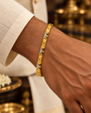 Men's 22K gold two-tone engraved bracelet, 13.720 g - wrist view